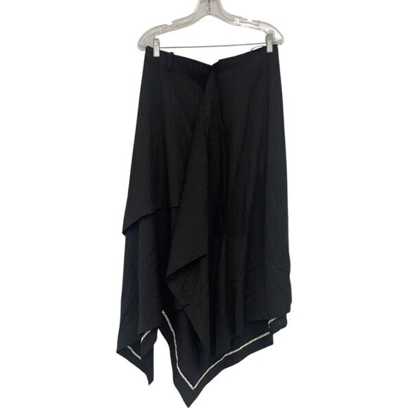 Zara Womens Midi Skirt Large L Black Pinstriped handkerchief Asymmetric High Low - Picture 1 of 8